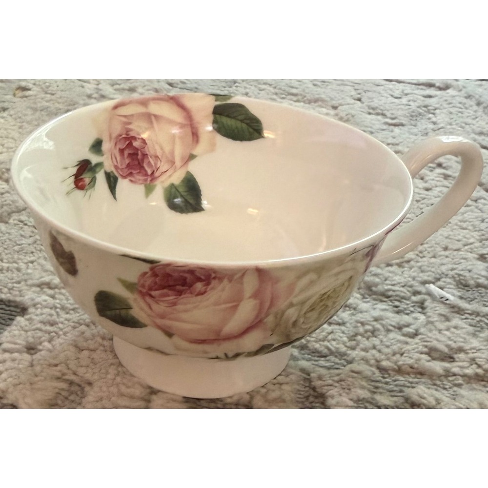 Stechcol Gracie China Tea Cup Pink Rose Floral Bone China Coastline Imports